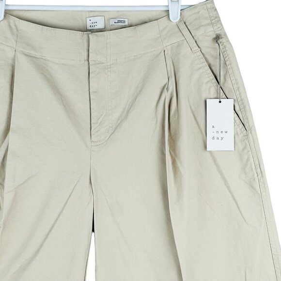 a new day Women's Tan Pants Size 12 Wide Leg Pleated Front High Rise Stretch NWT - Picture 6 of 12